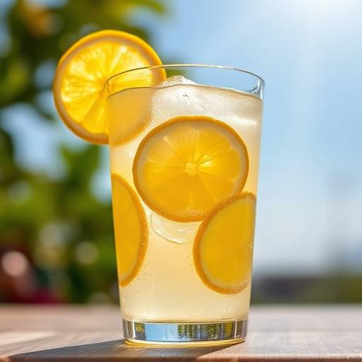 Um copo de limonada refrescante com rodelas de limão