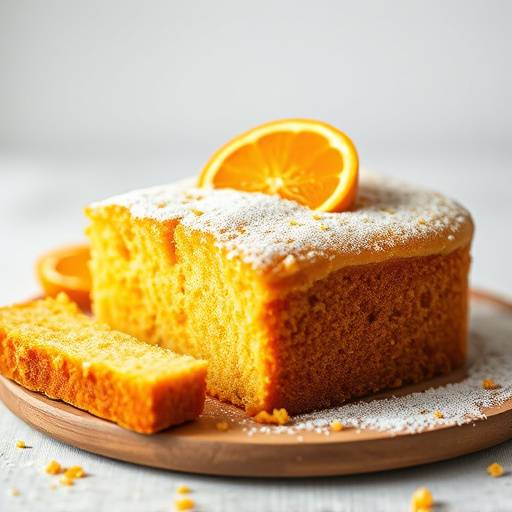 Um queque de laranja caseiro com raspas de laranja